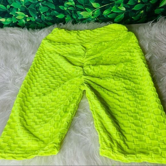 Neon yellow bright famous tik tok biker shorts S/M - Picture 1 of 11